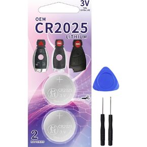Key FOB Battery 2 Pack CR2025 OEM Replacement for Mercedes Benz MB 1995-2015 IYZ-3312 IYZ3312 IYZDC and P/N’s: 5WK47283 20490562029999 20490511049999 (Fits 2, 3 or 4 Button)