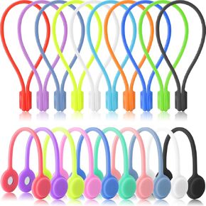 Silicone Magnetic Cable Ties Pack of 20 Reusable Strong Magnetic Cords Management Zip Ties Earbuds Wire Organizers Twist Ties Clips (2 Size, 10 Color)