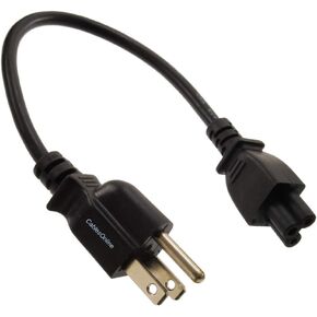 CablesOnline, 1ft 3-Prong Laptop/Notebook Short AC Power Cable, NEMA 5-15P to IEC-60320-C5 Plugs, PC-10801