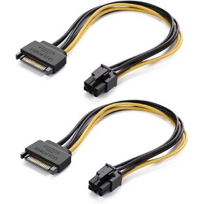 6 Pin PCIe to SATA 15 Pin Power Cable, 15-Pin SATA to 6 Pin PCI-Express Graphics Video Card Power Adapter Cable (20CM/2Pack)