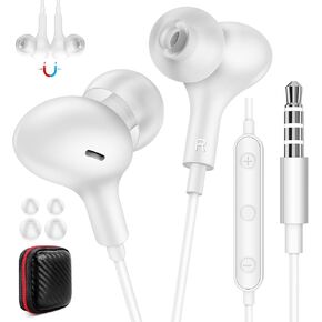 Wired Earbuds Noise Cancelling 3.5mm Headphones for PC School Computer, Ear Buds Wired with Mic Magnetic Plug in Earphones Corded for Samsung A25 A15 A12 A03s S10 A71 Moto Switch MP3 Laptop, Black