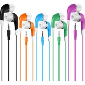 Bulk Earbuds with Microphone 10 Pack, Wired Earbuds Earphones Multicolor Headphones with mic for Kids for School for Classroom Students with 3.5mm Jack