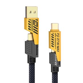 YISH Multi Charging Cable 4-in-1, 6Ft Fast Charging Cable Universal Charging Cord with Type C USB A Port PD 65W, Flat Nylon Braided Charger Cable Compatible with iPhone Macbook iPad Android