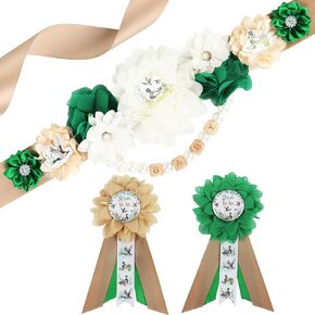Duck Hunting Baby Shower Maternity Sash Kit - Green Duck Baby Shower Belly Belt and Mom to Be & Dad to Be Corsage Pins, New Parents Pregnancy Photo Props Party Supplies