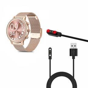 USB Cable for AKUMAKA i70 Smart Watch，2 Pin Magnetic Charger for Women with Diamonds smartwatches