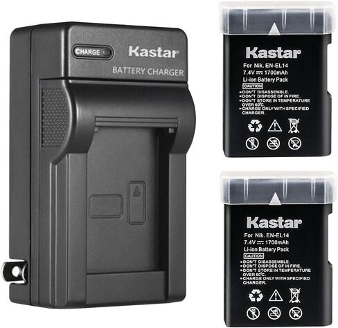 Kastar EN-EL14 AC Wall Battery Charger Replacement for Nikon EN-EL14a, EN-EL14b, EN-EL14 Battery, Nikon MH-24a, MH-24 Charger, Nikon D3500 DSLR Camera, D5100 DSLR Camera, D5200 DSLR Camera in Saudi Arabia