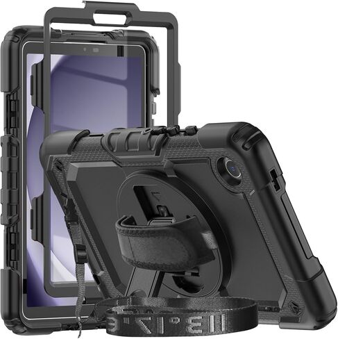 Herize Case Compatible with Galaxy Tab A9 8.7 Inch | SM-X110/X115/X117 Cover with Screen Protector Pencil Holder | Heavy Duty Rugged Rubber Protective Case W/Stand Shoulder Strap for Samsung Tab A9 in Kuwait