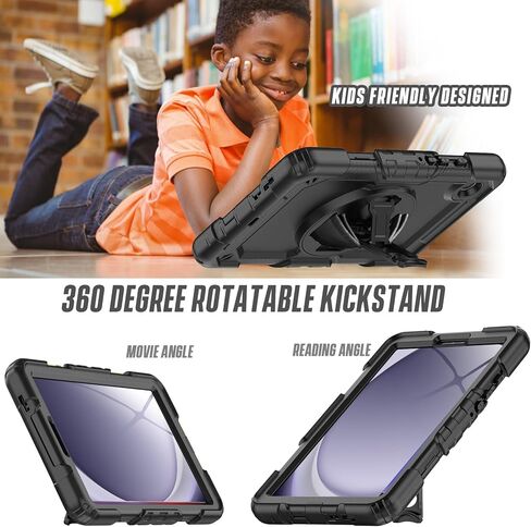 Herize Case Compatible with Galaxy Tab A9 8.7 Inch | SM-X110/X115/X117 Cover with Screen Protector Pencil Holder | Heavy Duty Rugged Rubber Protective Case W/Stand Shoulder Strap for Samsung Tab A9 in Kuwait
