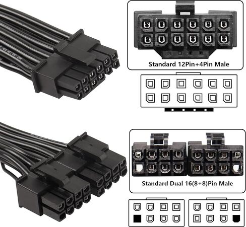SinLoon 12VHPWR ATX3.0 PCI-E 5.0 كابل وحدات الطاقة إلى ثنائي ATX 8Pin لـ 3090TI PSU 16Pin 12Pin+4Pin بطاقة رسومات 16AWG (0.7M) in Saudi Arabia