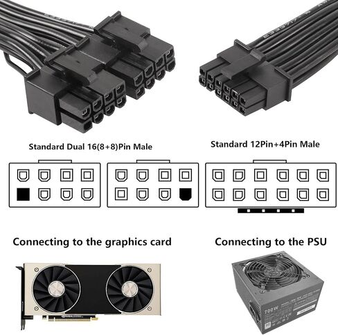 SinLoon 12VHPWR ATX3.0 PCI-E 5.0 كابل وحدات الطاقة إلى ثنائي ATX 8Pin لـ 3090TI PSU 16Pin 12Pin+4Pin بطاقة رسومات 16AWG (0.7M) in Saudi Arabia