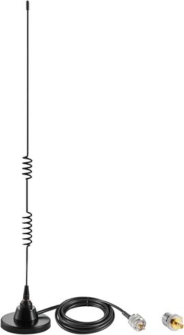 هوائي UHF VHF ثنائي النطاق 136-174 ميجا هرتز 400-520 ميجا هرتز للمركبة المتنقلة هام راديو قاعدة مغناطيسية مع محول PL-259&SMA لأجهزة BTECH BaoFeng ICOM Kenwood المحمولة في اتجاهين in Kuwait