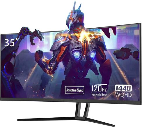 35" Ultra Wide QHD 21:9 Gaming Monitor, with Adaptive Sync, 120Hz Refresh Rate, Picture in Picture, By sRGB 99%, 2xHDMI 2xDisplay Ports, R1800, 3440*1440P, (DP Cable Included), Black (V3L6W) in Saudi Arabia