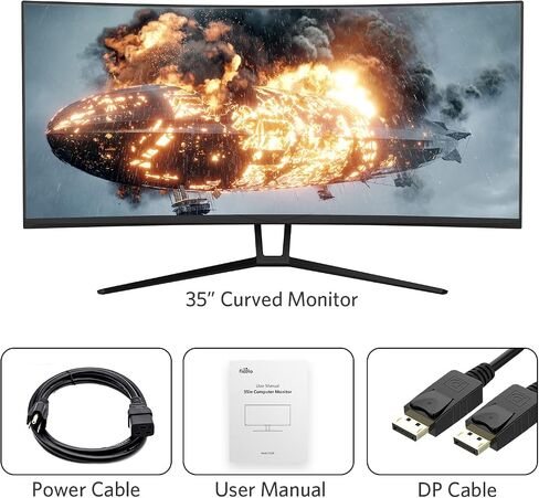 35" Ultra Wide QHD 21:9 Gaming Monitor, with Adaptive Sync, 120Hz Refresh Rate, Picture in Picture, By sRGB 99%, 2xHDMI 2xDisplay Ports, R1800, 3440*1440P, (DP Cable Included), Black (V3L6W) in Saudi Arabia