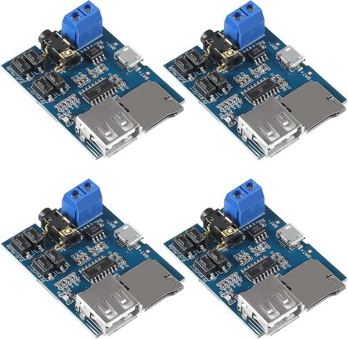 4Pcs TF Card MP3 Decoder Player Module U Disk Play with Audio Amplifier Decoding Player Audio Module Micro USB 5V in Saudi Arabia