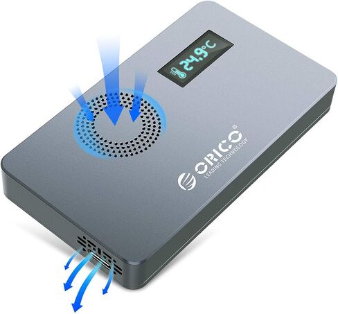 محول ORICO M.2 Enclosure NVMe SSD مع درجة حرارة LED ومروحة تبريد PCIe Drive Case الألومنيوم USB3.1 Gen2 Type-C تخزين الحالة الصلبة لـ M-Key B+M Key SSD حتى 4 تيرابايت رمادي - M2PX in Saudi Arabia
