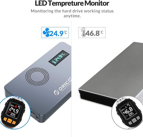 محول ORICO M.2 Enclosure NVMe SSD مع درجة حرارة LED ومروحة تبريد PCIe Drive Case الألومنيوم USB3.1 Gen2 Type-C تخزين الحالة الصلبة لـ M-Key B+M Key SSD حتى 4 تيرابايت رمادي - M2PX in Saudi Arabia
