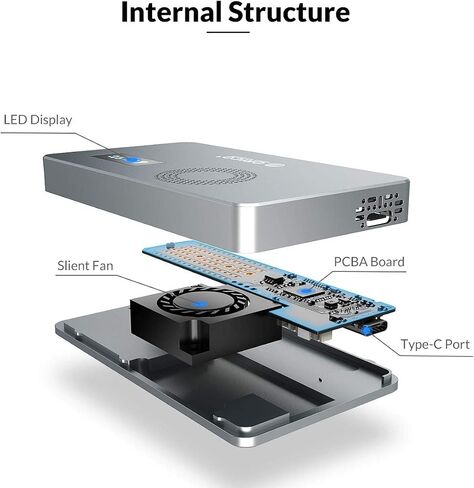 محول ORICO M.2 Enclosure NVMe SSD مع درجة حرارة LED ومروحة تبريد PCIe Drive Case الألومنيوم USB3.1 Gen2 Type-C تخزين الحالة الصلبة لـ M-Key B+M Key SSD حتى 4 تيرابايت رمادي - M2PX in Saudi Arabia