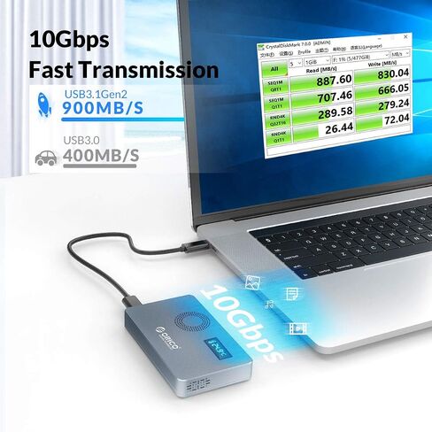 محول ORICO M.2 Enclosure NVMe SSD مع درجة حرارة LED ومروحة تبريد PCIe Drive Case الألومنيوم USB3.1 Gen2 Type-C تخزين الحالة الصلبة لـ M-Key B+M Key SSD حتى 4 تيرابايت رمادي - M2PX in Saudi Arabia