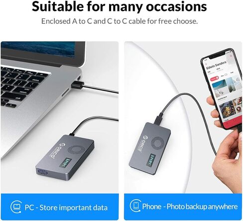 محول ORICO M.2 Enclosure NVMe SSD مع درجة حرارة LED ومروحة تبريد PCIe Drive Case الألومنيوم USB3.1 Gen2 Type-C تخزين الحالة الصلبة لـ M-Key B+M Key SSD حتى 4 تيرابايت رمادي - M2PX in Saudi Arabia
