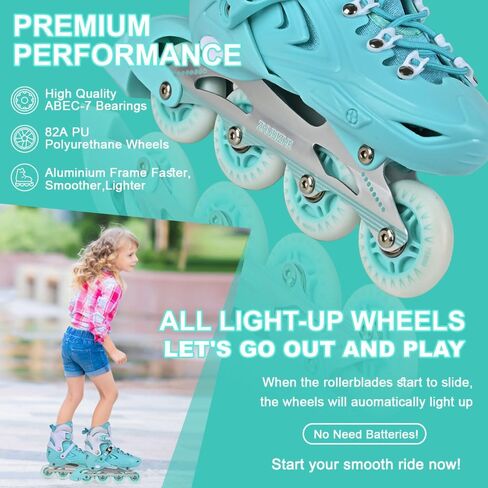 Inline Skates for Girls and Boys, 4 Size Adjustable Light up Wheels Kids Inline Skates for Toddlers Beginner Outdoor Indoor Sport in Saudi Arabia
