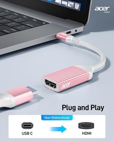 acer USB C to HDMI Adapter 4K@60Hz, Type C (Thunderbolt 3/4) HDMI Converter for Monitor, USB C to HDMI Connector, Compatible with MacBook Pro/Air, iPad Pro/Air, iPhone 15 Pro, and Monitors(Pink) in Saudi Arabia