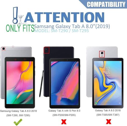 حافظة لوحة مفاتيح Galaxy Tab A 8.0 2019 [خلفية، SM-T290، SM-T295]، لوحة مفاتيح لاسلكية قابلة للفصل بـ 7 ألوان مع غطاء حامل من البولي يوريثان لجهاز Samsung Tab A 8.0 بوصة 2019 SM-T290/T295، أزرق in Kuwait