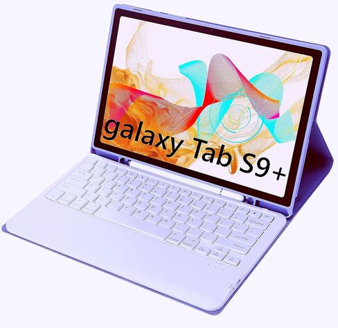 Slim Candy Colors Keyboard Case Compatible with Galaxy Tab S9 Plus / S9 FE Plus 5G 2023 12.4 Inch X810 / X816 / X818 with S Pen Holder Mutil Angles Stand Cover Detachable Wireless Keyboard (Blue) in Saudi Arabia