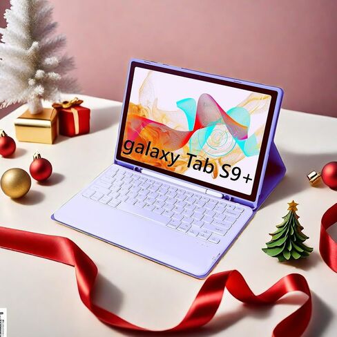 Slim Candy Colors Keyboard Case Compatible with Galaxy Tab S9 Plus / S9 FE Plus 5G 2023 12.4 Inch X810 / X816 / X818 with S Pen Holder Mutil Angles Stand Cover Detachable Wireless Keyboard (Blue) in Saudi Arabia