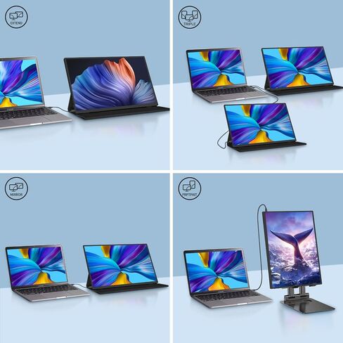 Bimawen 18.5 inch Portable Monitor Ultra Slim - 100% sRGB 1080p CNC Frame, Compatible with USB 3.0/3.1/3.2 Phone Computers laptop Gaming Devices and Mac series in Saudi Arabia