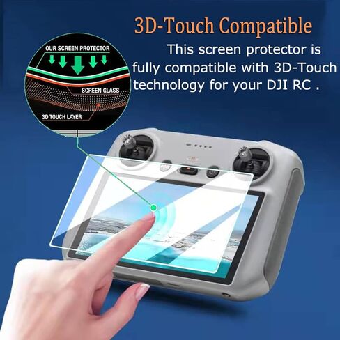 غطاء حماية من السيليكون لجهاز التحكم عن بعد DJI mini 3 PRO RC/DJI RC، حقيبة ناعمة + طبقة زجاجية صلبة مقاومة للخدش [9H] [خالية من الفقاعات] in Kuwait