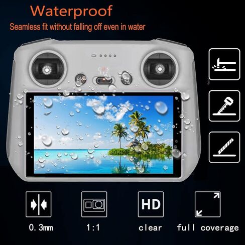 غطاء حماية من السيليكون لجهاز التحكم عن بعد DJI mini 3 PRO RC/DJI RC، حقيبة ناعمة + طبقة زجاجية صلبة مقاومة للخدش [9H] [خالية من الفقاعات] in Kuwait