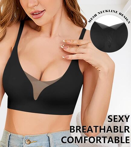 حمالة صدر لاسلكية غير مدعومة من ASIMOON حمالة صدر مريحة للنساء بدون خياطة ناعمة للنوم حمالة صدر شبكية قابلة للتنفس حمالة صدر مريحة للاستخدام اليومي in Kuwait
