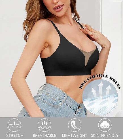 حمالة صدر لاسلكية غير مدعومة من ASIMOON حمالة صدر مريحة للنساء بدون خياطة ناعمة للنوم حمالة صدر شبكية قابلة للتنفس حمالة صدر مريحة للاستخدام اليومي in Kuwait