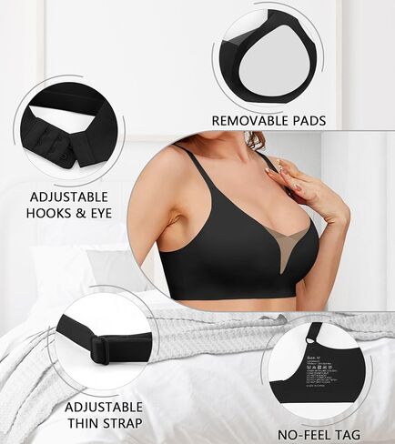 حمالة صدر لاسلكية غير مدعومة من ASIMOON حمالة صدر مريحة للنساء بدون خياطة ناعمة للنوم حمالة صدر شبكية قابلة للتنفس حمالة صدر مريحة للاستخدام اليومي in Kuwait