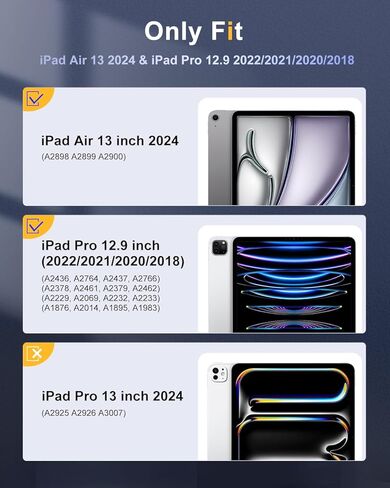 حافظة TiMOVO لجهاز iPad Air 13 بوصة (M2) 2024 مع حامل قلم رصاص، غطاء واقٍ نحيف مع غطاء خلفي شفاف لجهاز iPad Air 13 بوصة، تنبيه/غفو تلقائي - أزرق داكن in Kuwait