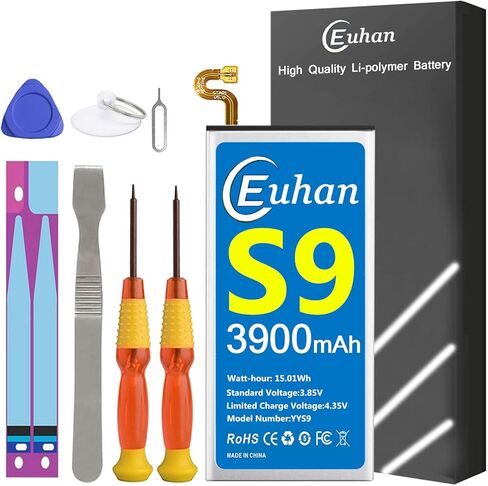 Galaxy S9 Battery, [Upgraded] Euhan 3900mAh Li-Polymer EB-BG960ABE Replacement Battery for Samsung Galaxy S9 G960 G960V G960A G960T G960P G960F with Repair Tools Kit [24 Month Service] in Saudi Arabia