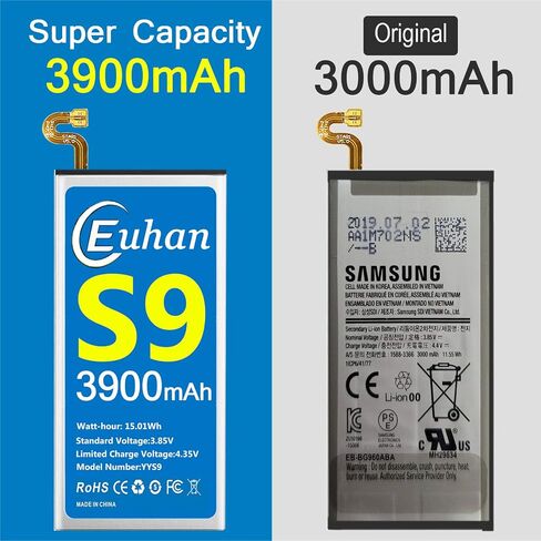 Galaxy S9 Battery, [Upgraded] Euhan 3900mAh Li-Polymer EB-BG960ABE Replacement Battery for Samsung Galaxy S9 G960 G960V G960A G960T G960P G960F with Repair Tools Kit [24 Month Service] in Saudi Arabia