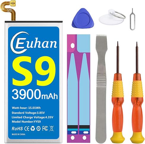 Galaxy S9 Battery, [Upgraded] Euhan 3900mAh Li-Polymer EB-BG960ABE Replacement Battery for Samsung Galaxy S9 G960 G960V G960A G960T G960P G960F with Repair Tools Kit [24 Month Service] in Saudi Arabia