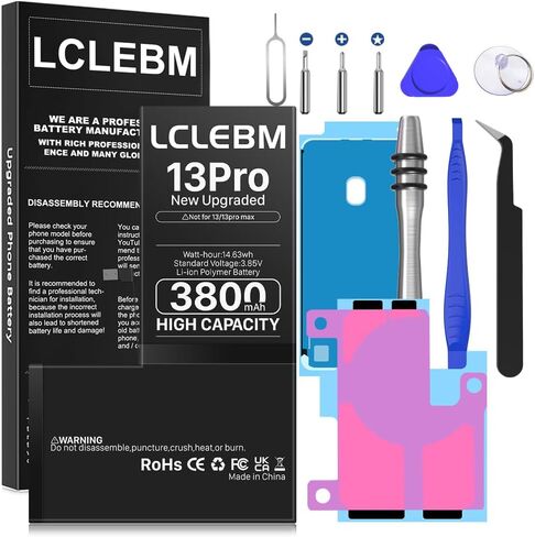 LCLEBM [3800mAh] Battery for iPhone 13 Pro, 2024 New 0 Cycle Higher Capacity Battery Replacement for iPhone 13 Pro Model A2483, A2636, A2638, A2639, A2640 with Complete Repair Tools Kits in Kuwait