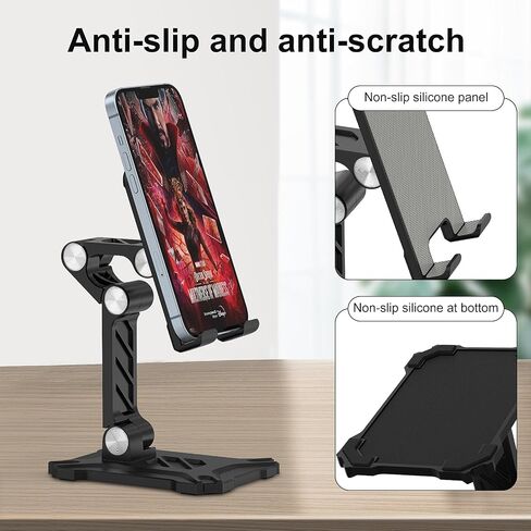 حامل هاتف قابل للطي لهاتف Samsung Galaxy A15 A14 5G/A54/A25/S23 Ultra/S22 S21 S20 Plus، حامل حامل iPad، حامل حامل قابل للتعديل أطول حامل iPhone لهاتف iPhone 15 14 13 12 11 Pro Max، Pixel 7 6 5 in Kuwait