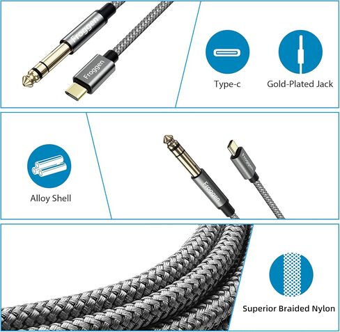 USB C to 6.35mm 1/4 inch Audio Stereo Cable 6 Feet, USB Type C to 6.35mm 1/4 inch TRS Audio Cord Compatible with iPad, Pixel 4XL, Samsung Galaxy S22, Amplifier, Mixer, Speaker, Home Theater in Saudi Arabia