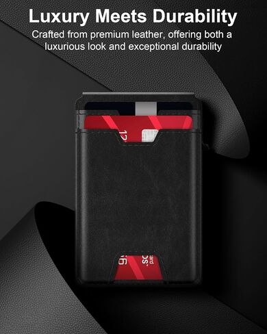 typecase Mens Wallet Card Holder: Pop Up Card Case, Genuine Leather, Smart, RFID Blocking, Slim, Minimalist, Thin, Front Pocket - 9-13 Card Capacitiy | ID Window | Money Clip (Brown) in Kuwait