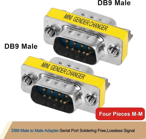 MEIRIYFA DB9 مغير الجنس D-SUB 9 Pin RS-232 موصل كابل المنفذ التسلسلي محول مقرنة للتطبيقات التسلسلية - 4 قطع (ذكر إلى ذكر) in Saudi Arabia