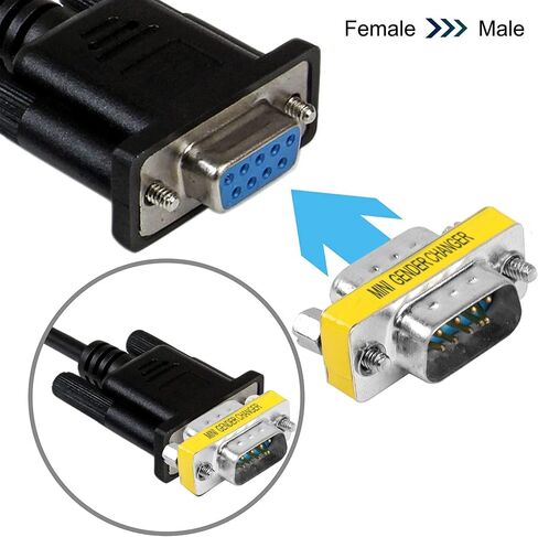MEIRIYFA DB9 مغير الجنس D-SUB 9 Pin RS-232 موصل كابل المنفذ التسلسلي محول مقرنة للتطبيقات التسلسلية - 4 قطع (ذكر إلى ذكر) in Saudi Arabia