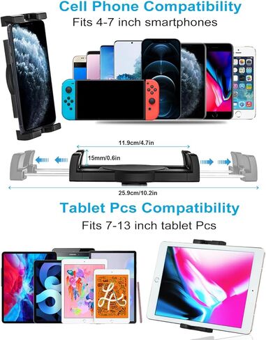 حامل تثبيت للكمبيوتر اللوحي في السيارة مقاس 4.7-12.9 بوصة للهاتف والآيباد - حامل لوحي بذراع طويل للوحة القيادة في السيارة، حامل قوي للشفط ومضاد للاهتزاز لأجهزة iPad Pro/Air/Mini، Galaxy Tab، iPhone، الأجهزة اللوحية in Kuwait