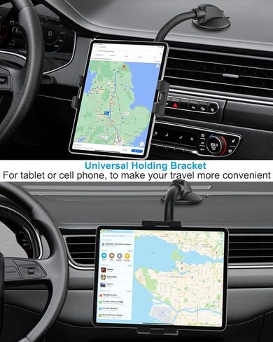 حامل تثبيت للكمبيوتر اللوحي في السيارة مقاس 4.7-12.9 بوصة للهاتف والآيباد - حامل لوحي بذراع طويل للوحة القيادة في السيارة، حامل قوي للشفط ومضاد للاهتزاز لأجهزة iPad Pro/Air/Mini، Galaxy Tab، iPhone، الأجهزة اللوحية in Kuwait