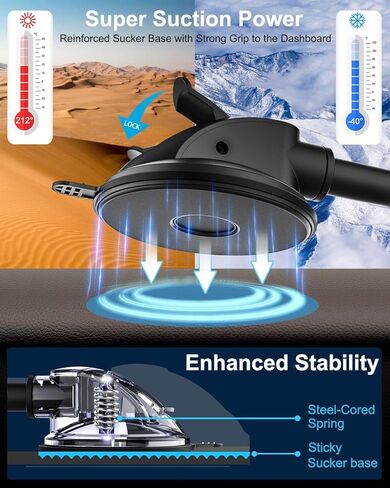 حامل تثبيت للكمبيوتر اللوحي في السيارة مقاس 4.7-12.9 بوصة للهاتف والآيباد - حامل لوحي بذراع طويل للوحة القيادة في السيارة، حامل قوي للشفط ومضاد للاهتزاز لأجهزة iPad Pro/Air/Mini، Galaxy Tab، iPhone، الأجهزة اللوحية in Kuwait