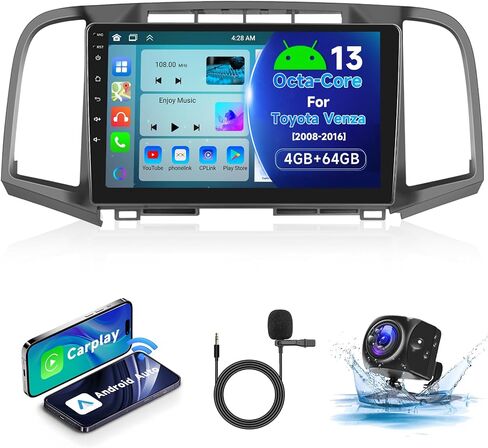 【8Core 4+64G】 for Toyota Venza 2008-2016 Android Car Stereo with Wireless Carplay Android Auto, 9" HD 1280 * 720P IPS Touchscreen Car Radio with GPS WiFi DSP Audio Bluetooth 5.0 SWC Backup Camera in Saudi Arabia