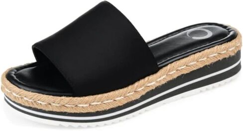 Journee Collection Womens Braided Espadrille Wedge Heel Open Round Toe Slip On Neoprene Rosey Platform Slide Sandal in Saudi Arabia