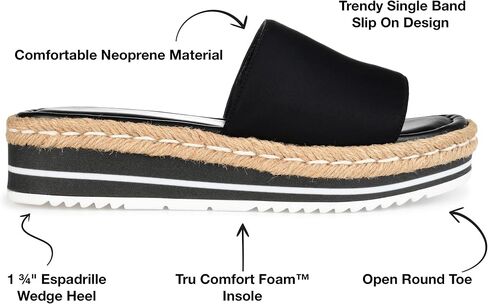 Journee Collection Womens Braided Espadrille Wedge Heel Open Round Toe Slip On Neoprene Rosey Platform Slide Sandal in Saudi Arabia